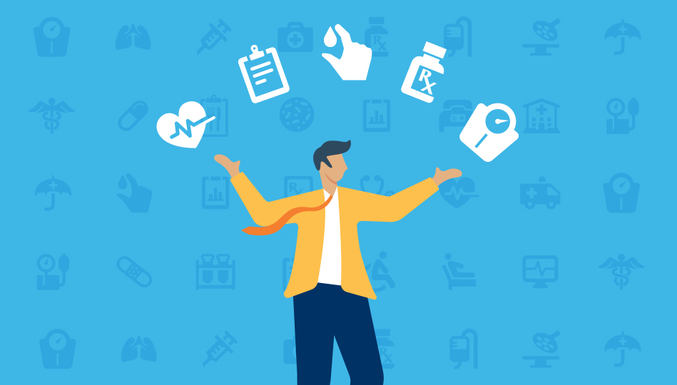 A person balances their health issues.