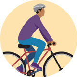 A person goes for a bike ride.