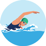 A person swims laps in a pool.