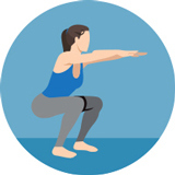 A person practices squats to build strength.