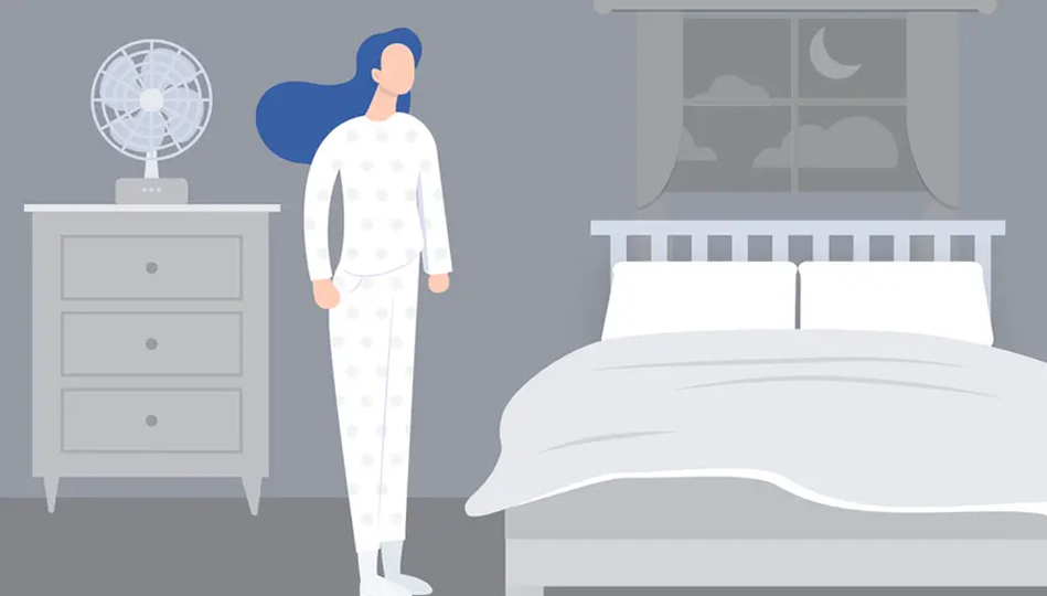 A woman gets ready for a restful night of sleep.