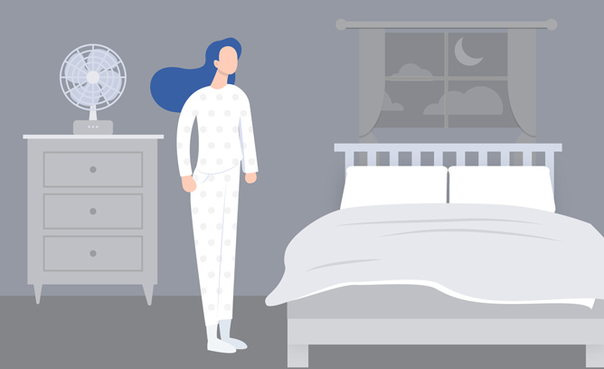 A woman gets ready for a good nights sleep.