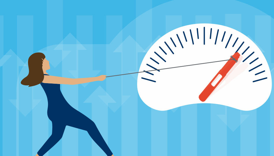 Woman fighting with the scale.