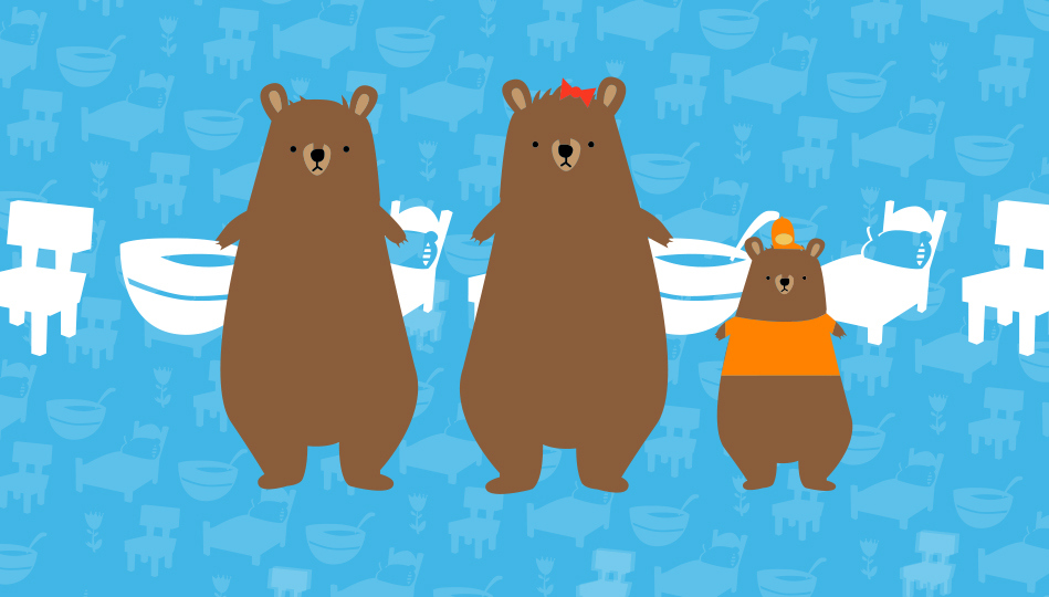 The 3 bears from the Goldilocks nursery rhyme.