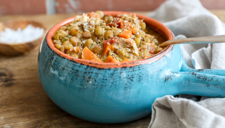 Chicken lentil slow cooker stew.