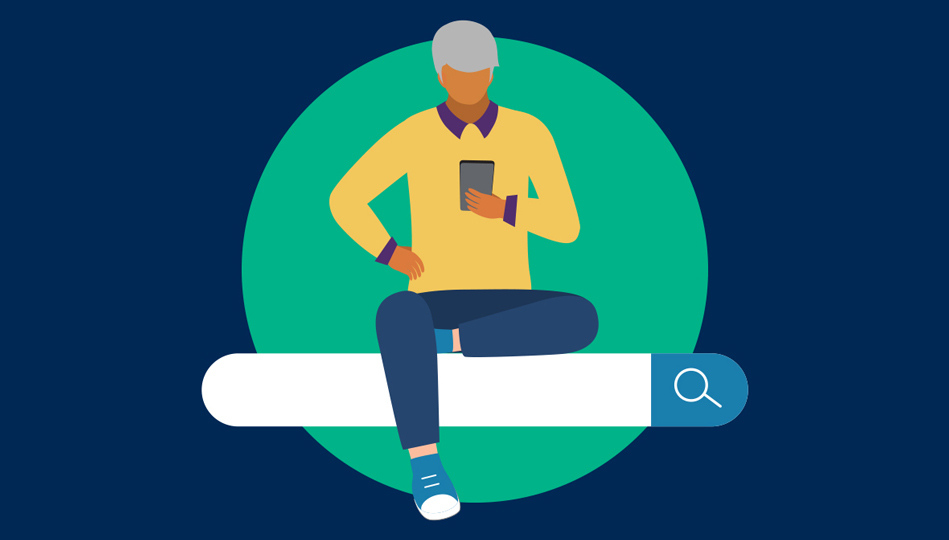 A man searches for health facts on his phone.