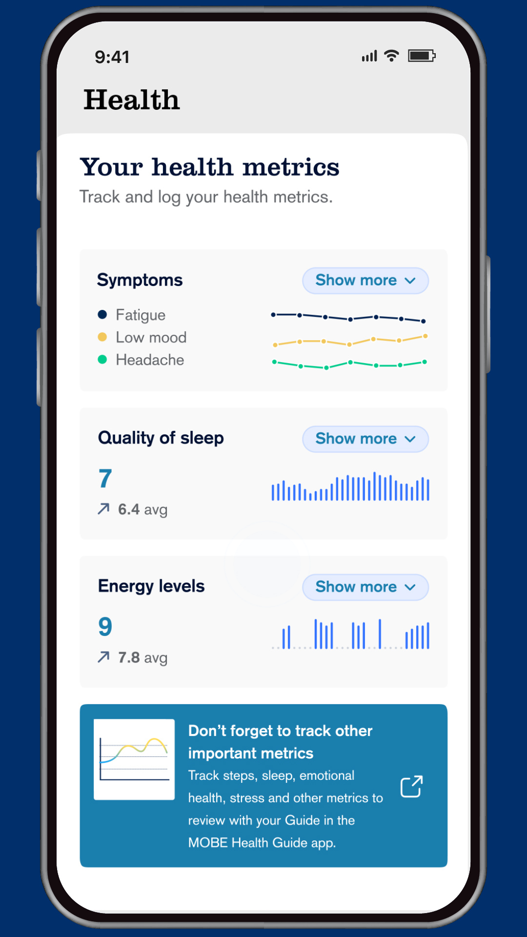 Symptoms App Screen