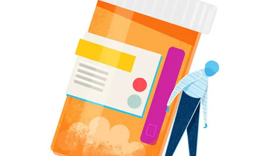 A person feels shackled to their medication prescription.